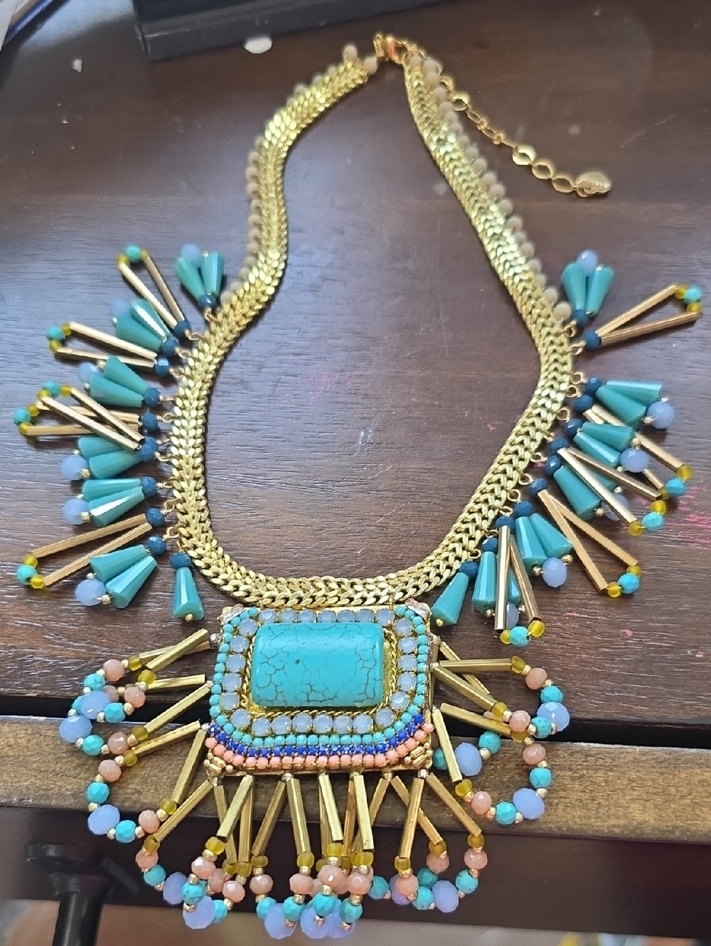 NAKAMOL TURQUIOSE COLOR WITH PINK AND PURPLE NECKLACE